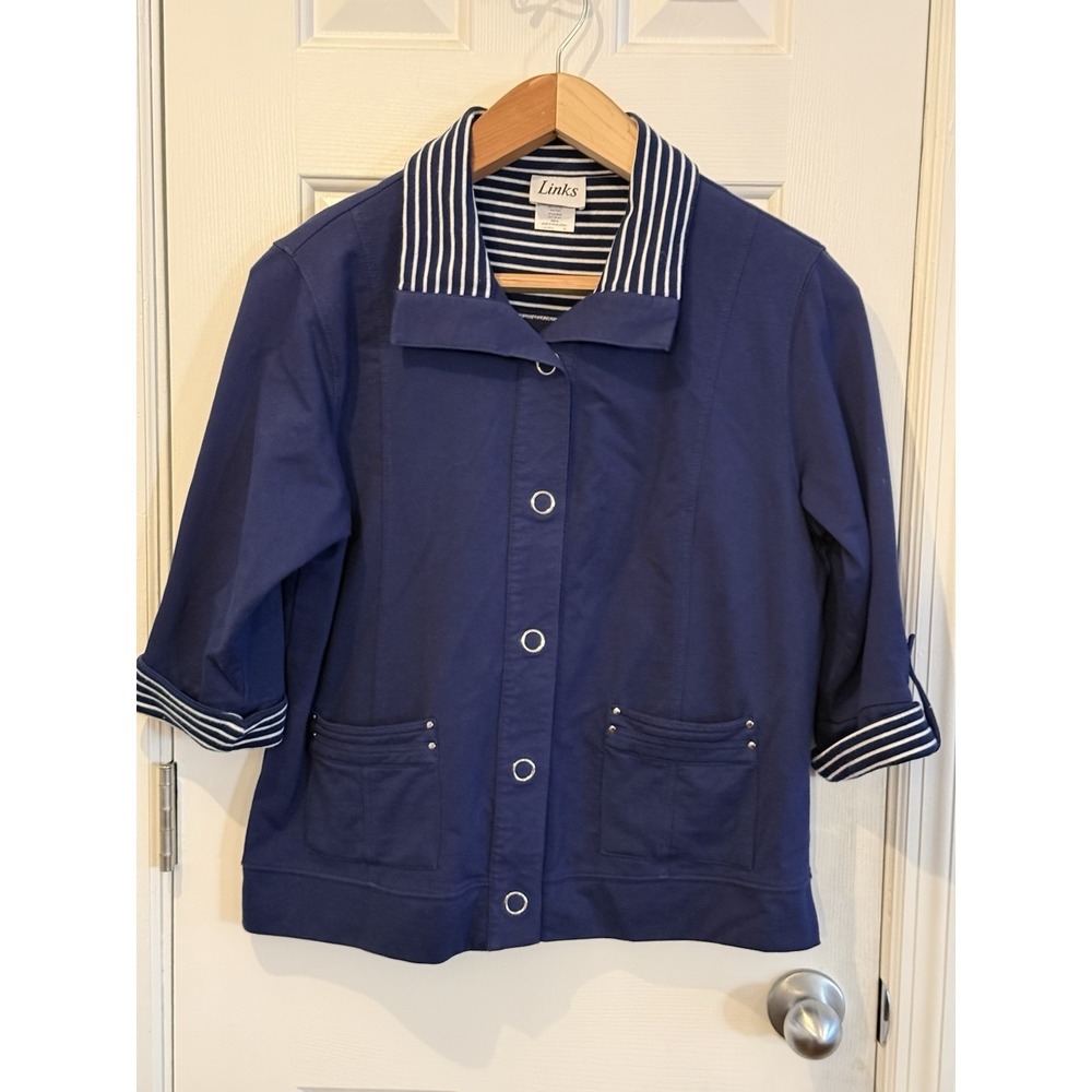 Vintage Links Navy Nautical Blazer‎ Size Tall Medium Classic Preppy Acadamia